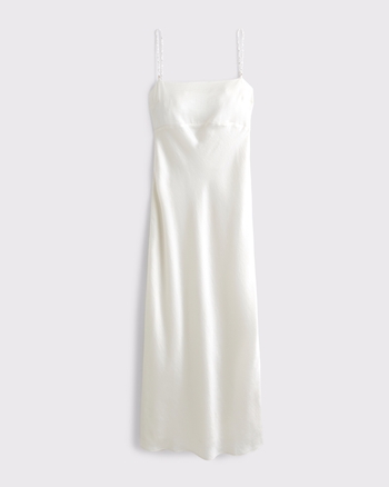 Faux Pearl Strap Maxi Dress