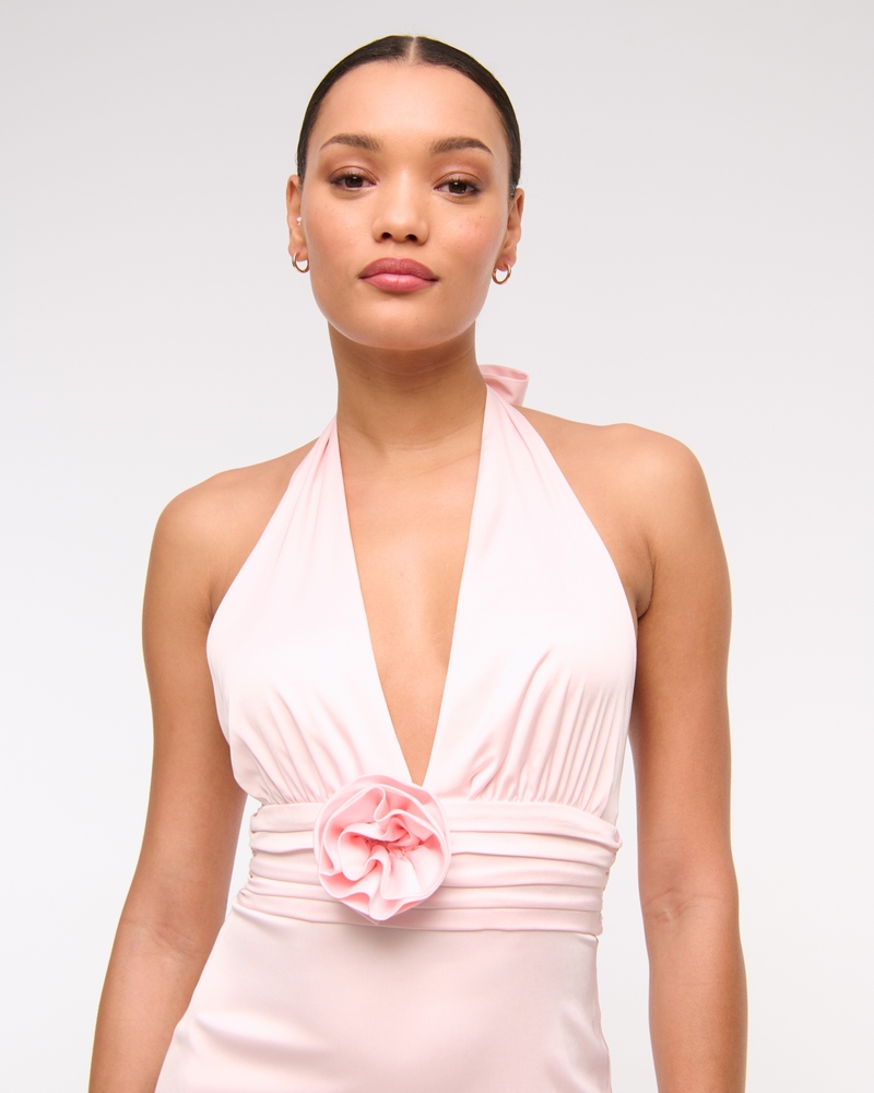 Rosette Halter Midi Dress