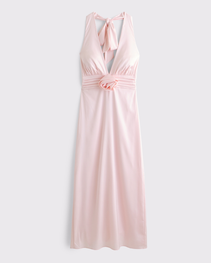 open lace back dress Renara Lace Waist Halter Maxi Dress Pink– Selfie Leslie main image 1
