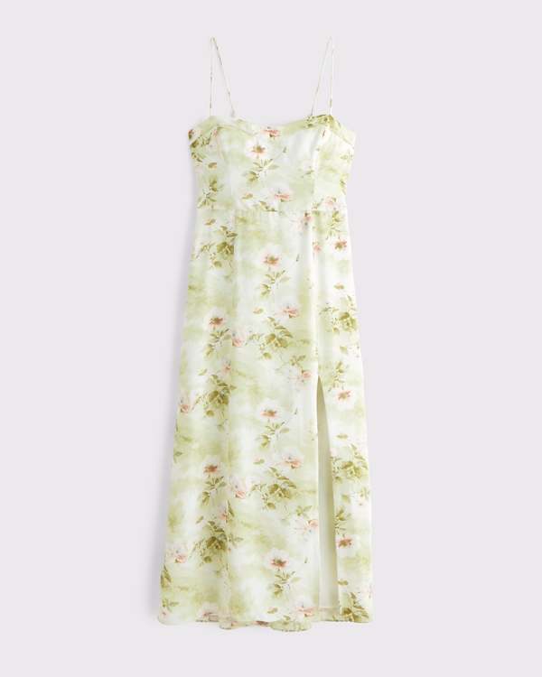 The A&F Camille Midi Dress, Light Green Floral view 1