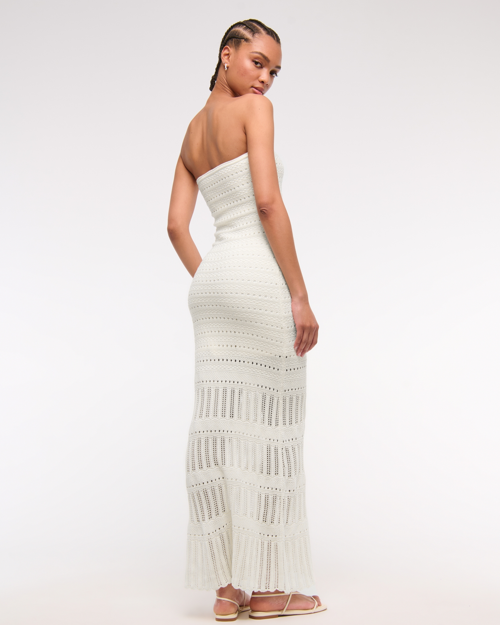 Strapless Crochet-Style Maxi Dress