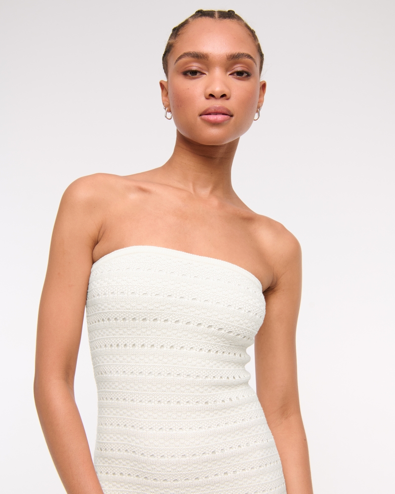 Strapless Crochet-Style Midi Dress