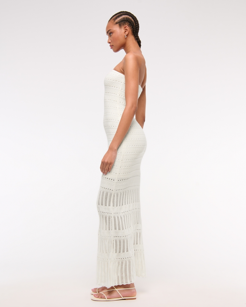 Strapless Crochet-Style Midi Dress