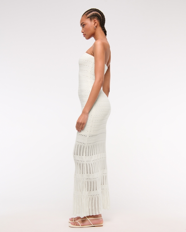 Strapless Crochet-Style Midi Dress