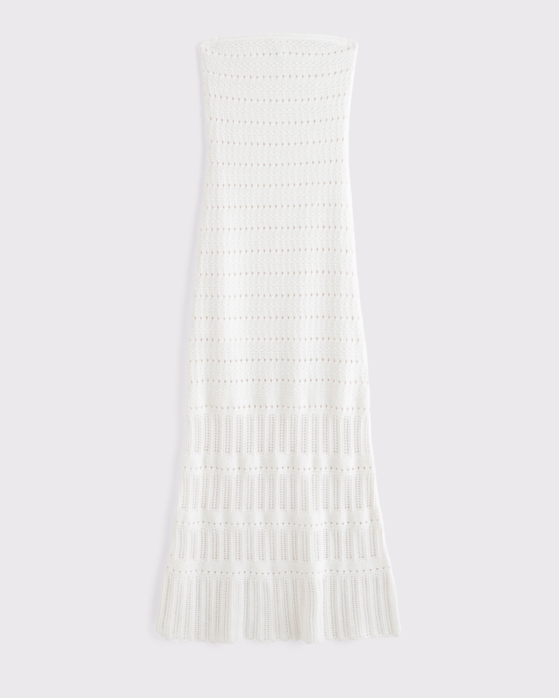Strapless Crochet-Style Midi Dress