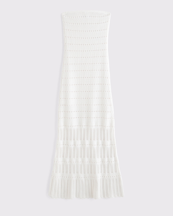 Strapless Crochet-Style Midi Dress