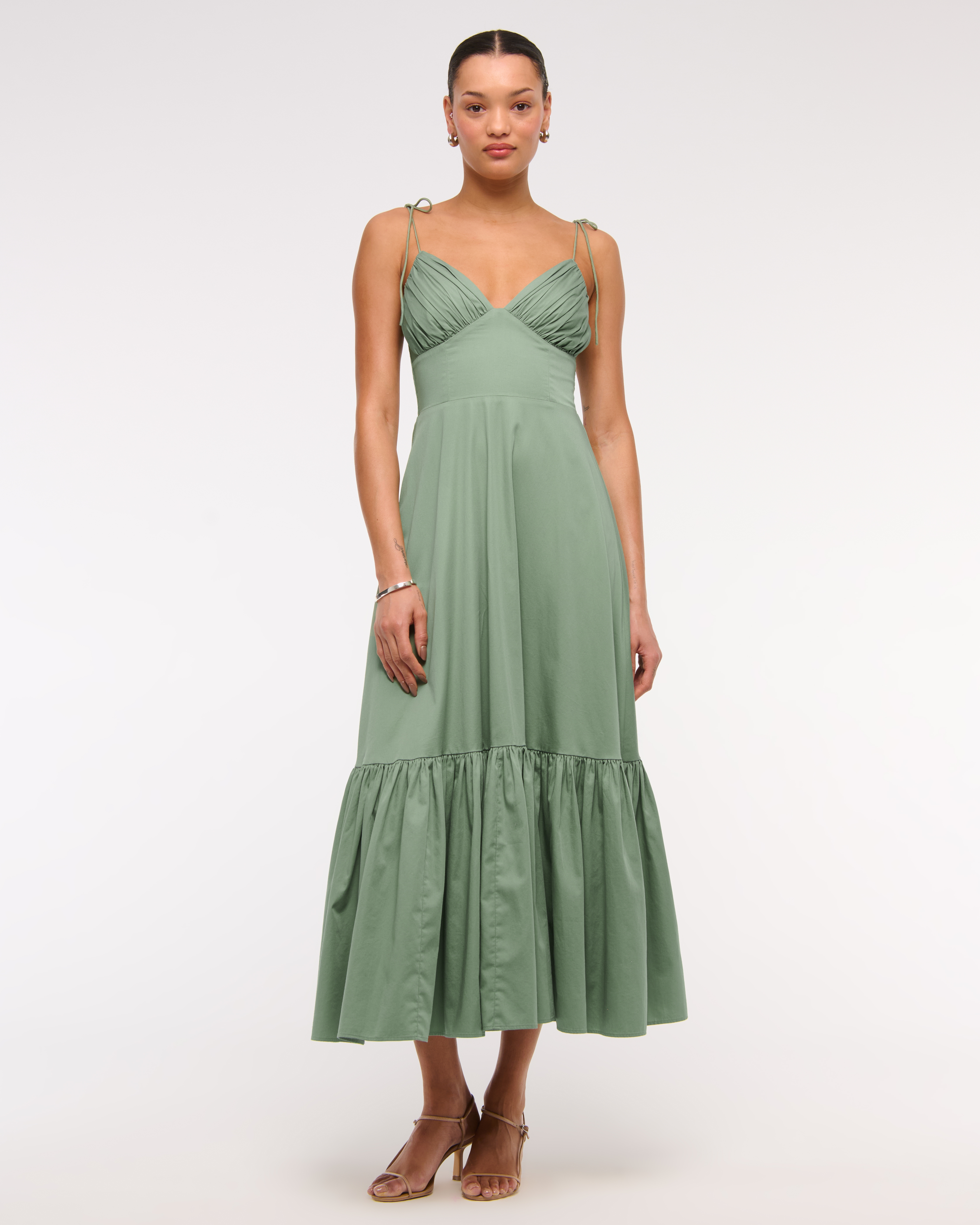 Women's Tie-Strap Tiered Maxi Dress | Women's Clearance | Abercrombie.com