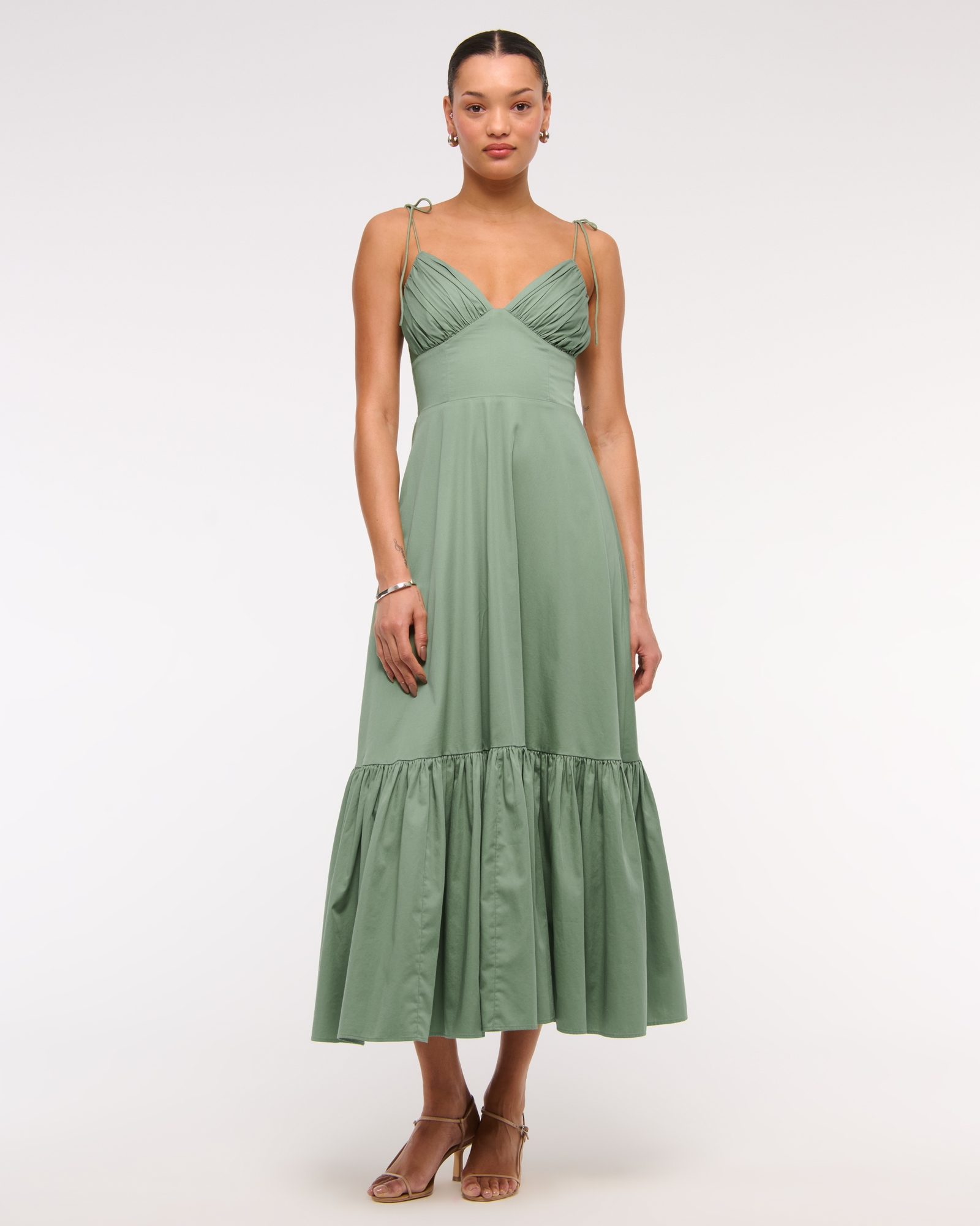 Tie-Strap Tiered Maxi Dress