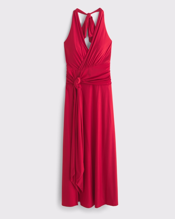 Knot-Front Maxi Dress, Vivid Red view 1