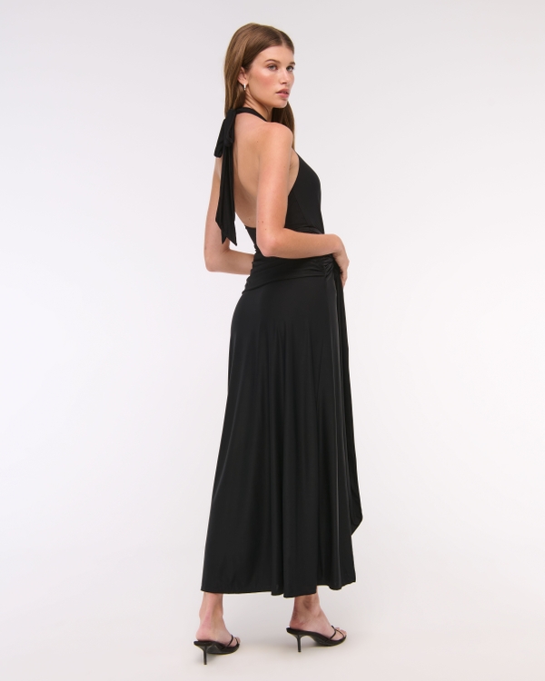 chinese dress ladies Tan Sequined Knot Front Maxi Dress With Slits main image 0