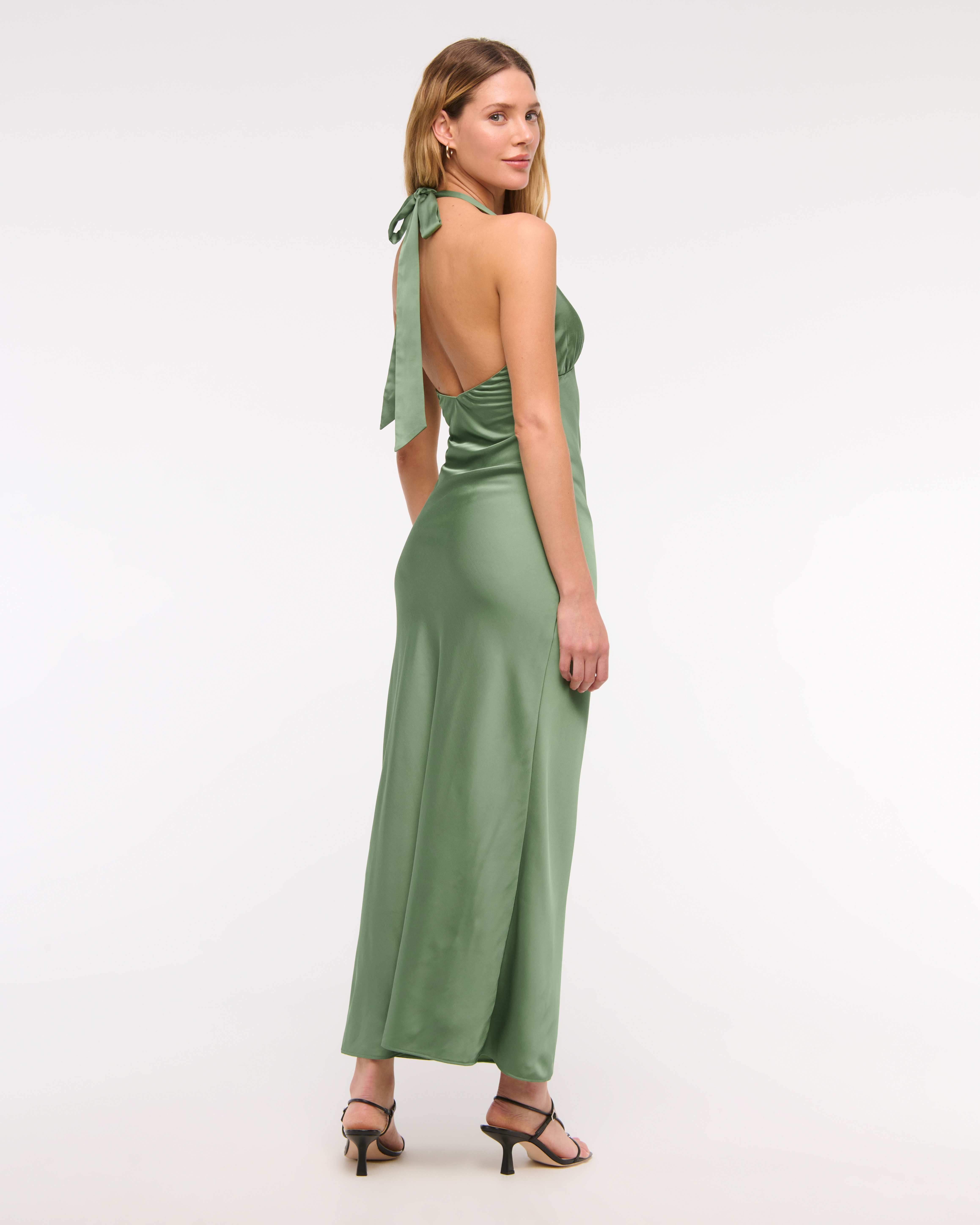 Abercrombie & Fitch The A&f Julia Slip Halter Maxi Dress In Green