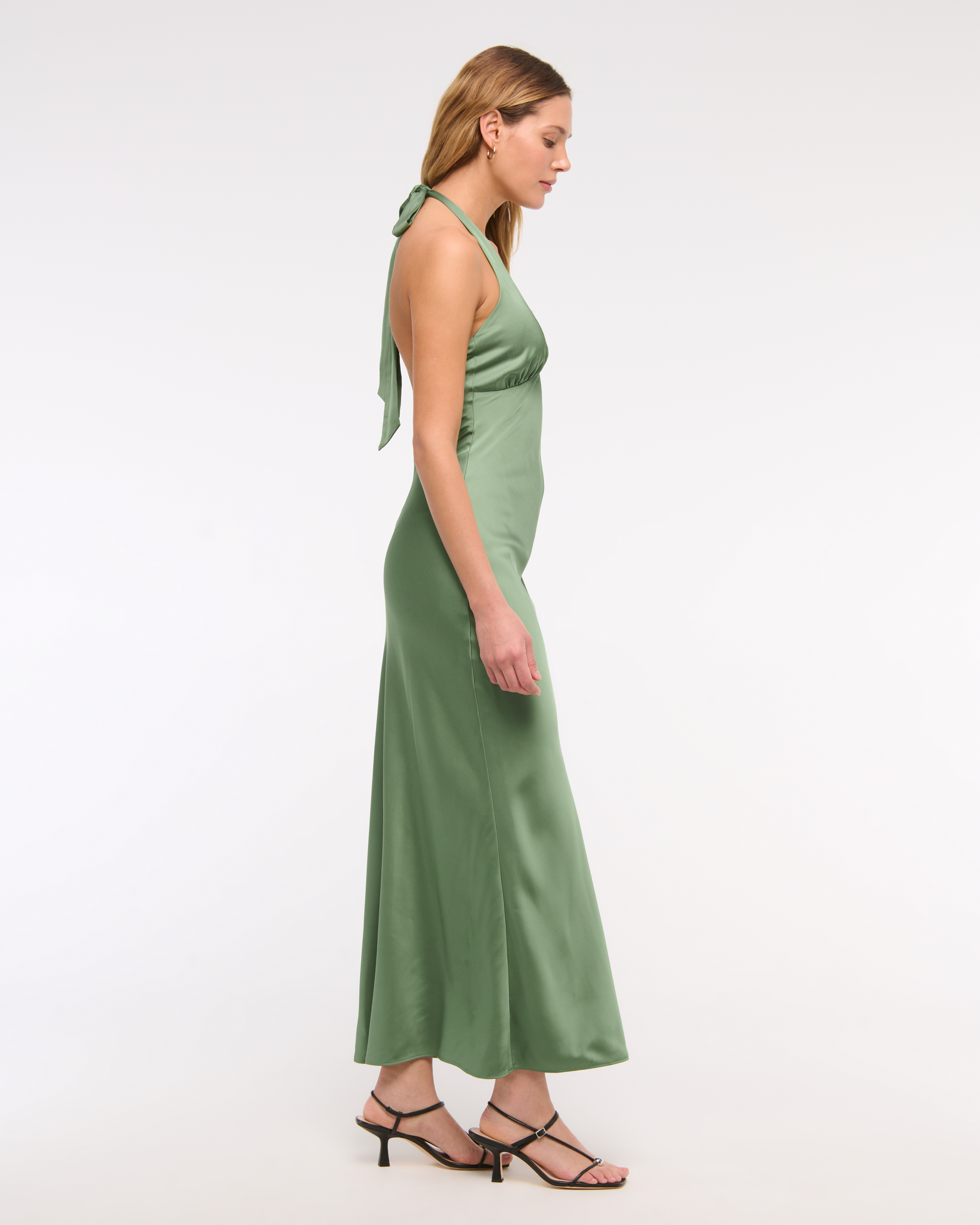 Abercrombie & Fitch The A&f Julia Slip Halter Maxi Dress In Green