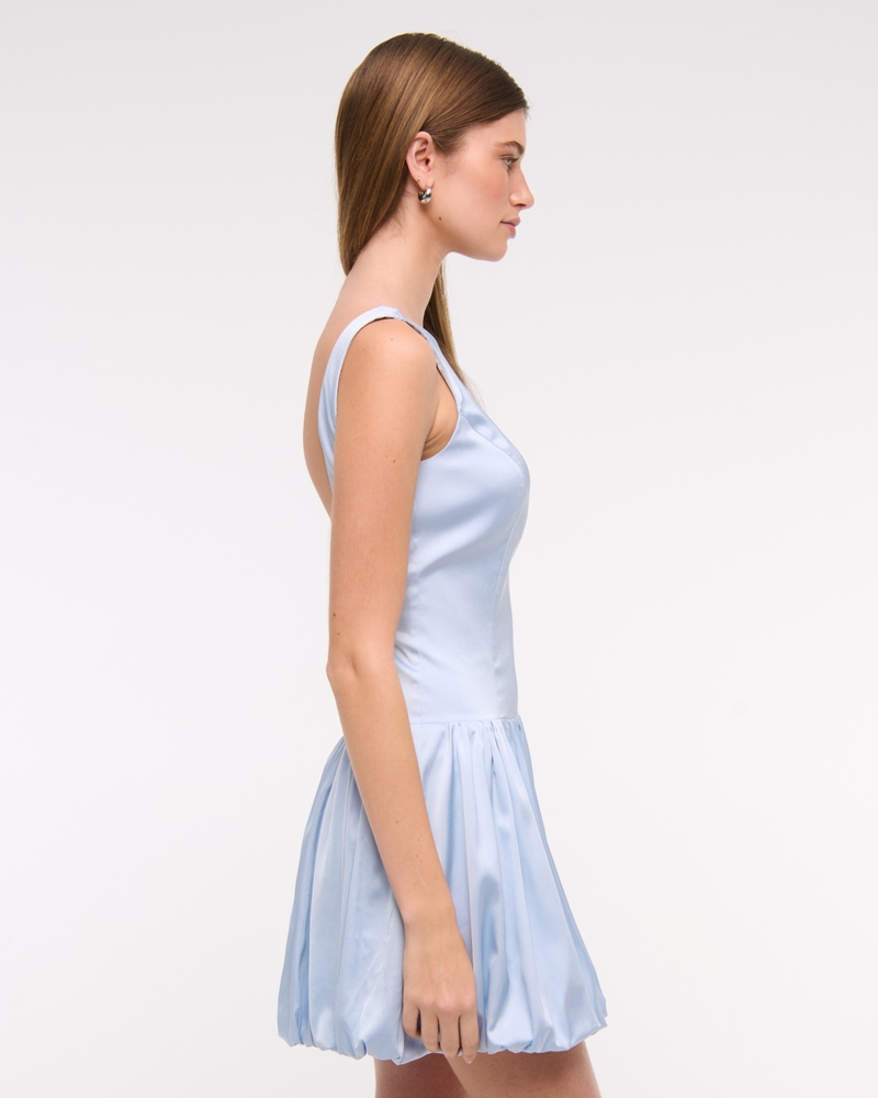 High-Neck Bubble Hem Mini Dress