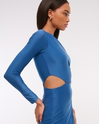 abercrombie off the shoulder dress Women's Off-The-Shoulder Ruched Mini Dress in Blue | Size M