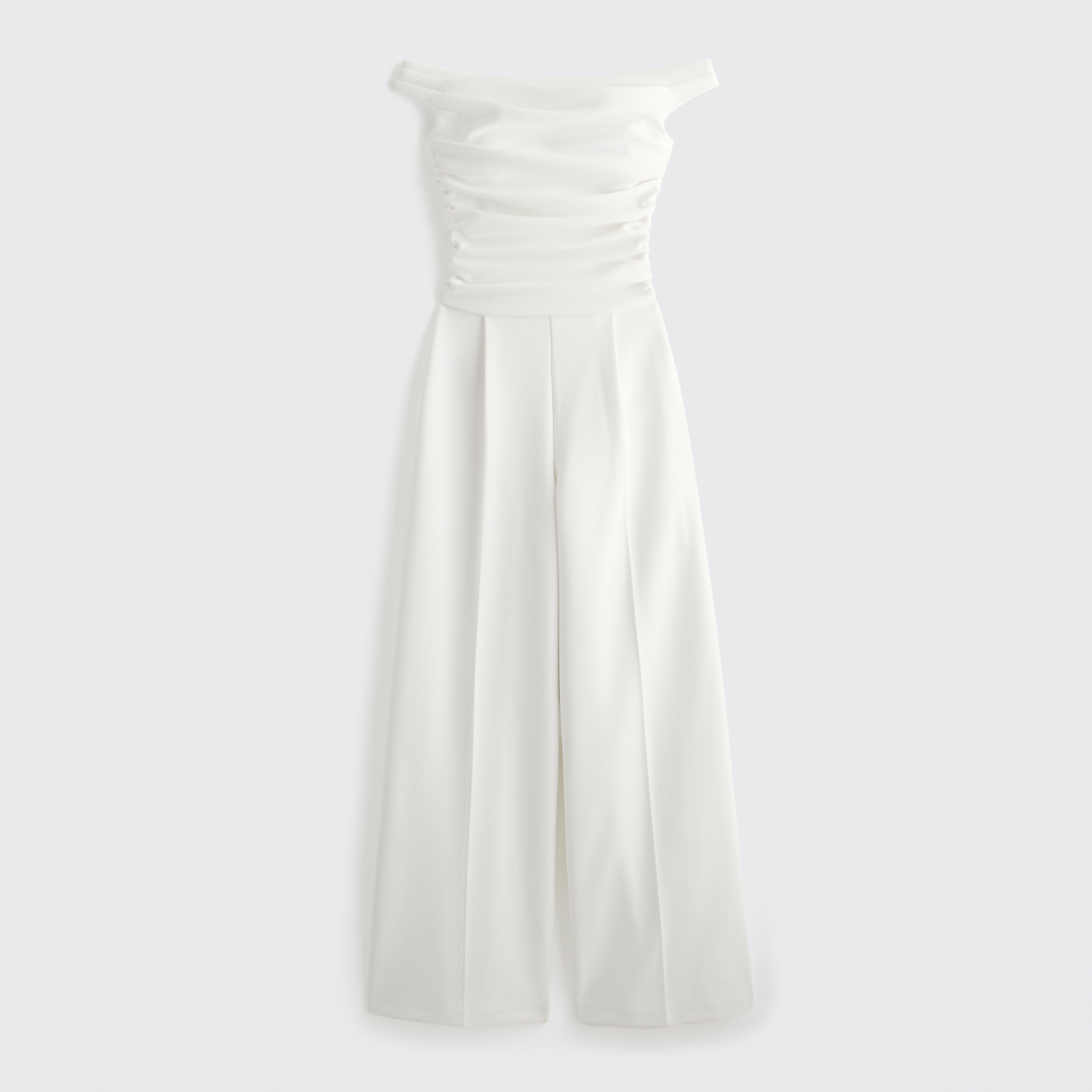 Abercrombie & Fitch Off-the-shoulder Draped Jumpsuit In White