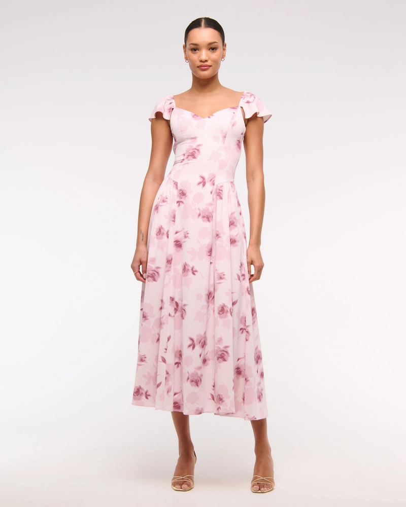 Flutter Sleeve Midi Dress