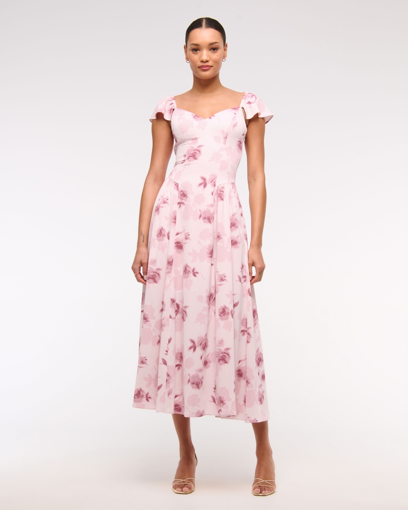 Flutter Sleeve Midi Dress