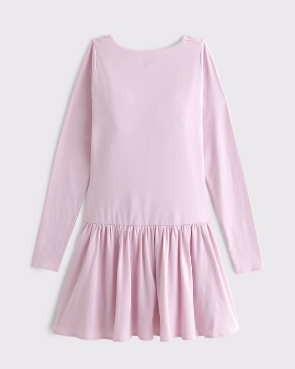 Drop-Waist Knit Skort, Pink view 1