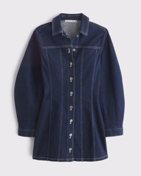 Barrel Sleeve Denim Shirt Dress