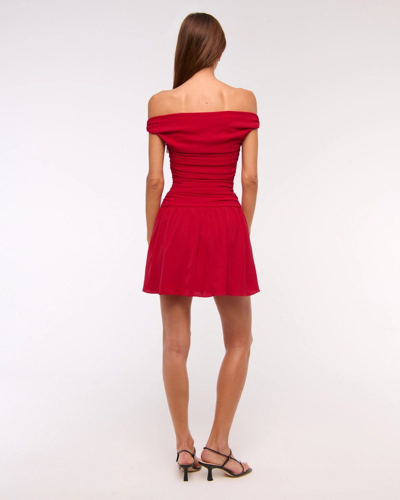 Off-The-Shoulder Ruched Mini Dress