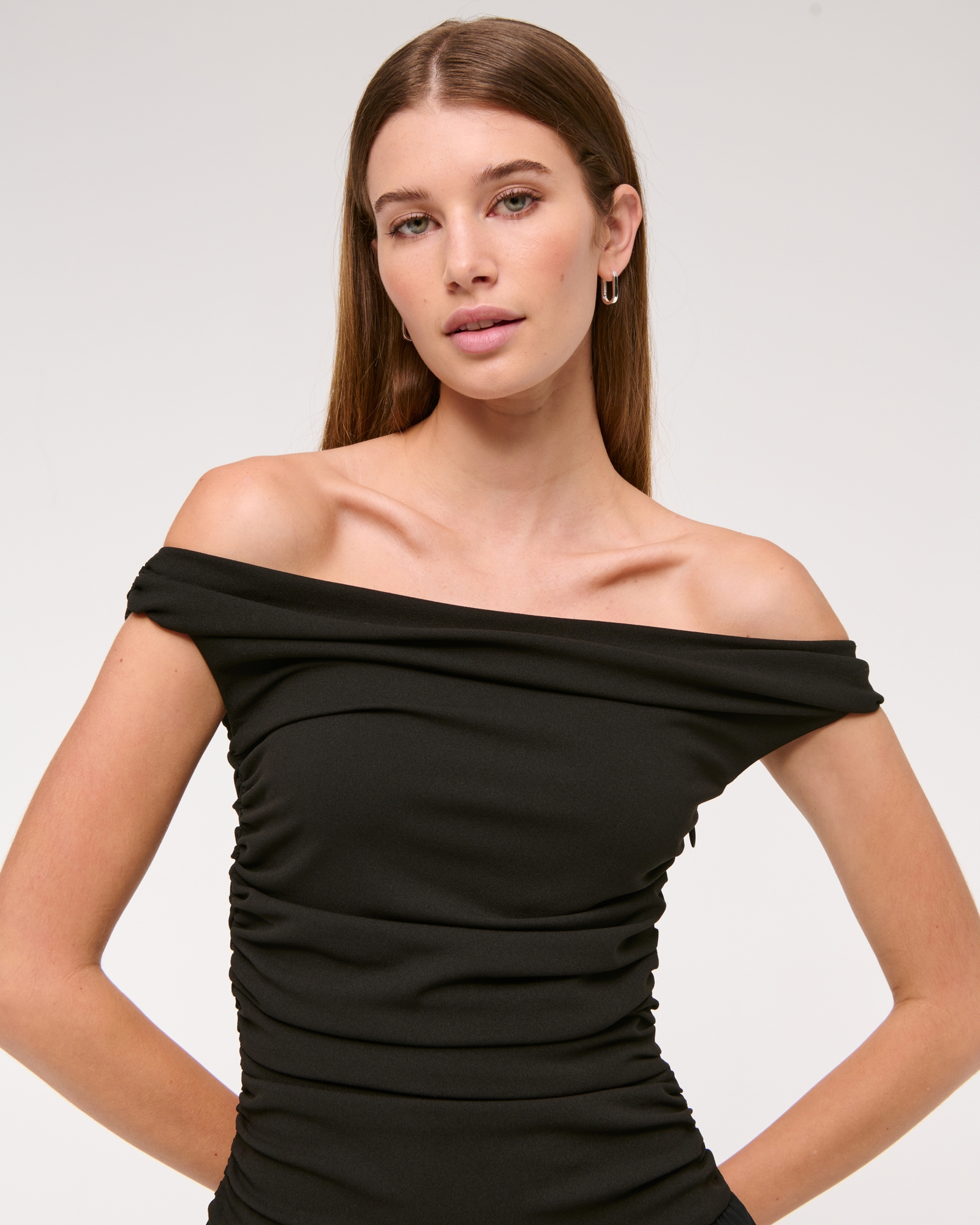 Off-The-Shoulder Ruched Mini Dress