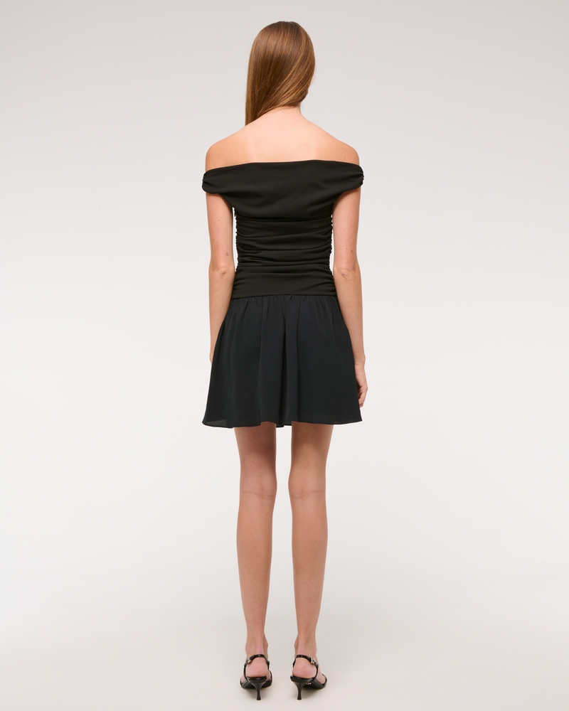 Off-The-Shoulder Ruched Mini Dress