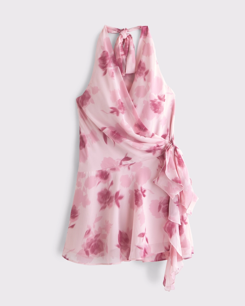 Draped Halter Mini Dress