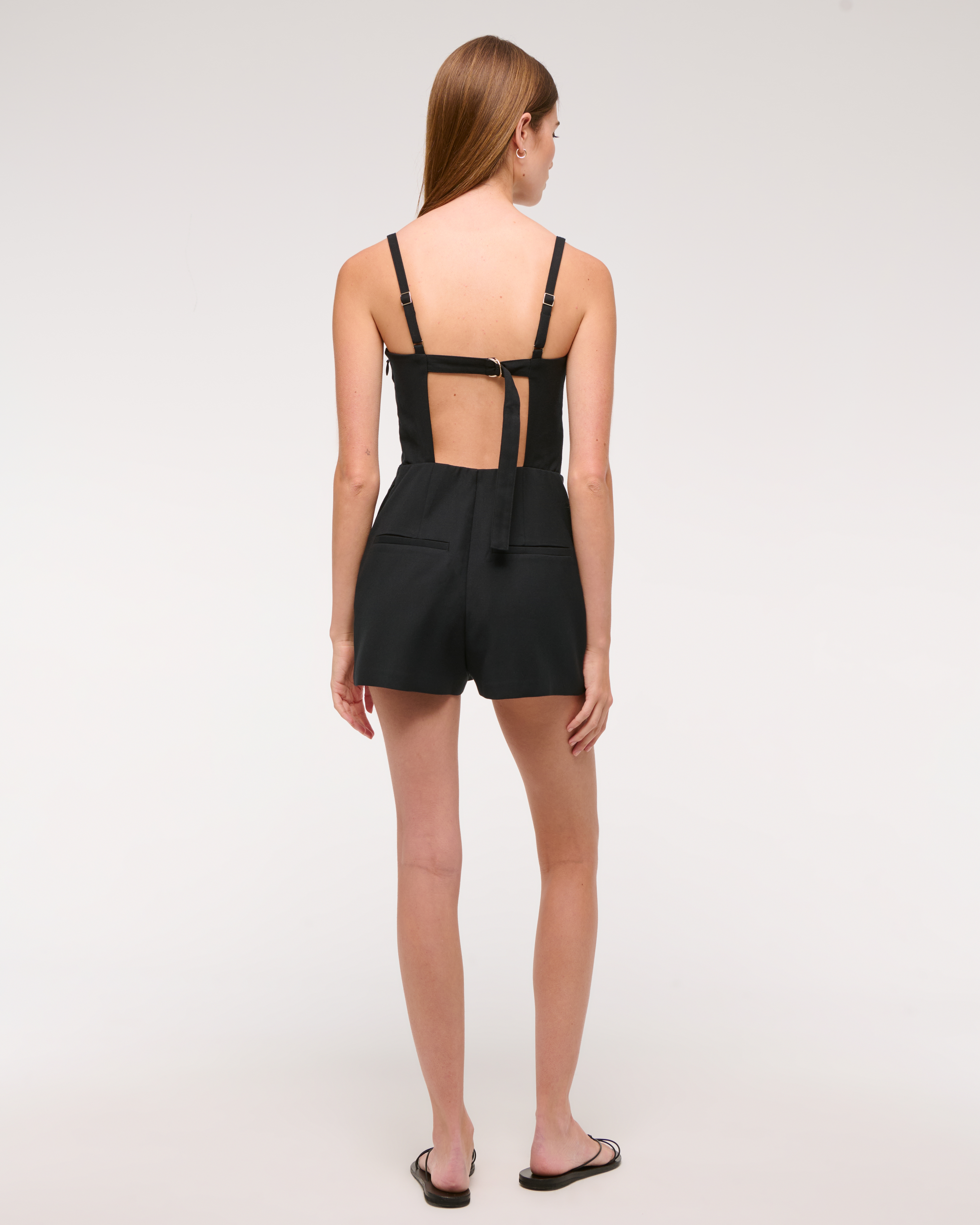 Abercrombie & Fitch Micro Short Tailored Romper In Black