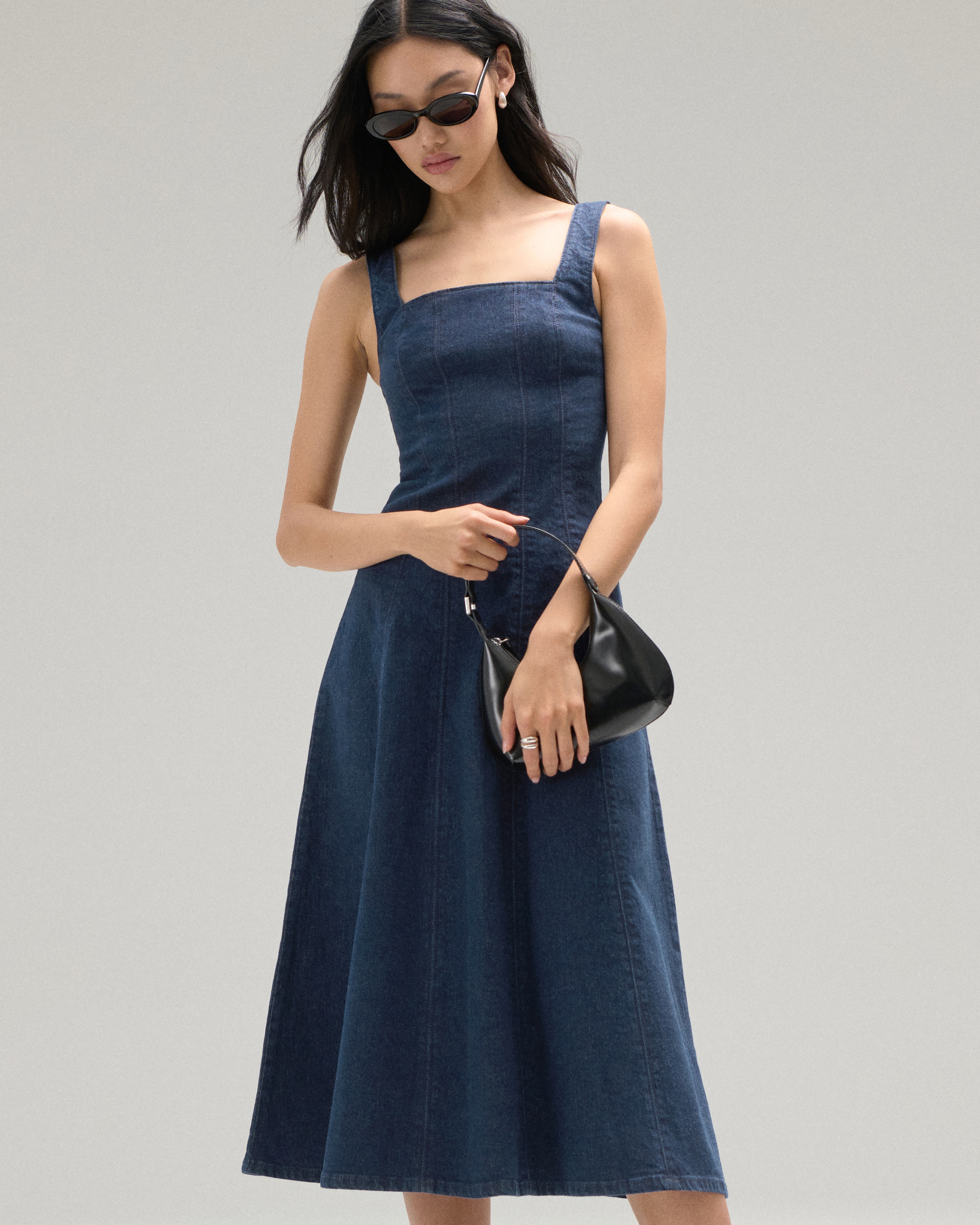 Abercrombie & Fitch The A&f Mila Denim Midi Dress In Blue