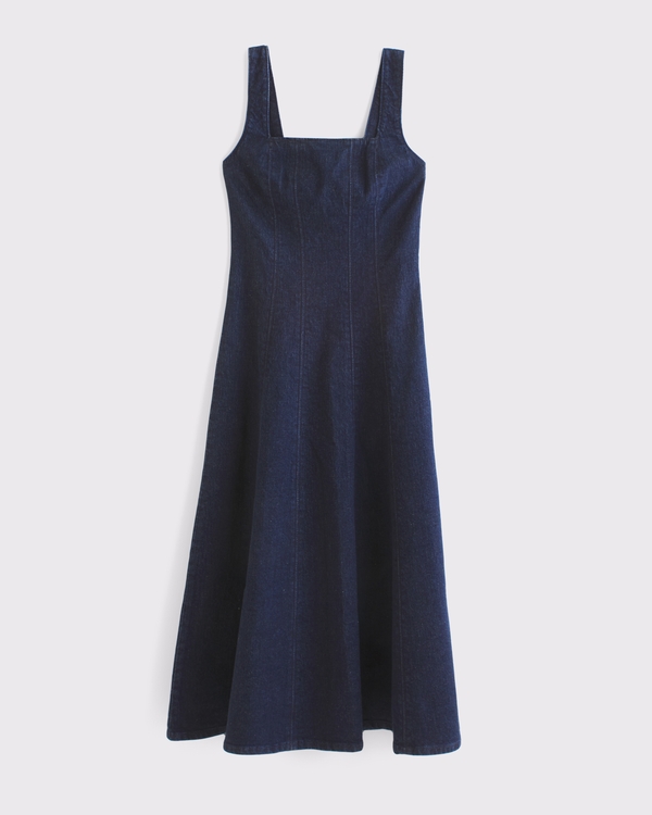The A&F Mila Denim Midi Dress, Dark Denim view 1
