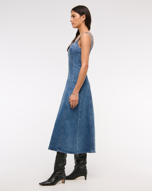 The A&F Mila Denim Midi Dress