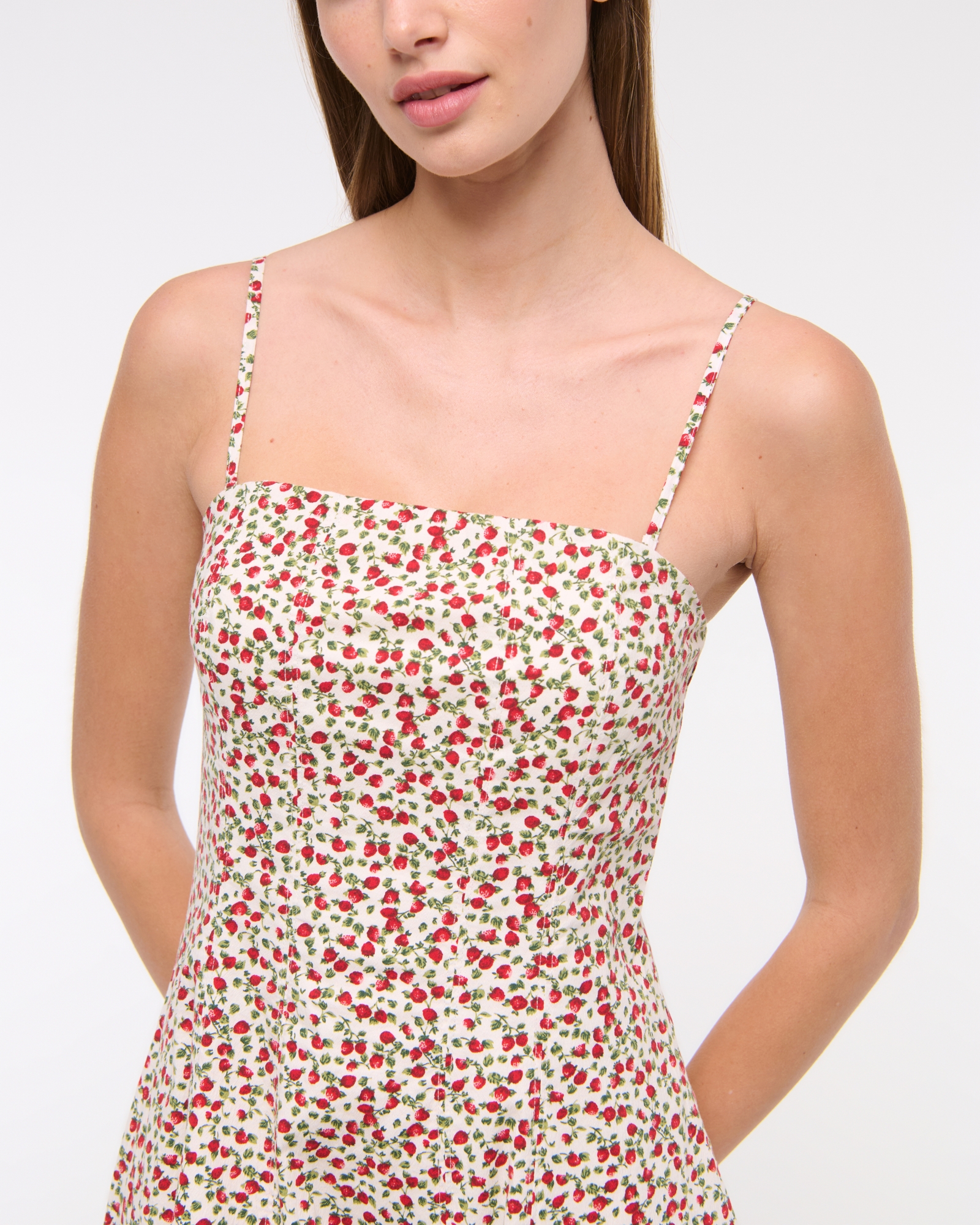 Women's The A&F Mila Strapless Midi Dress in White Pattern | Size XXL Petite | Abercrombie & Fitch