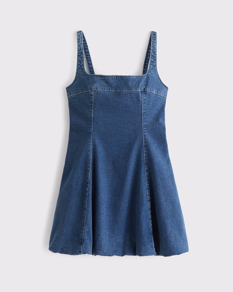 white christmas dresses PASS THE BUBBLY DENIM MINI DRESS – AKIRA main image 1