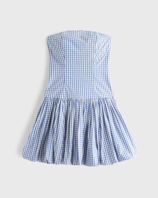 blue green mens dress shirt Blue Gingham Corset Midi Dress with Slit main image 1