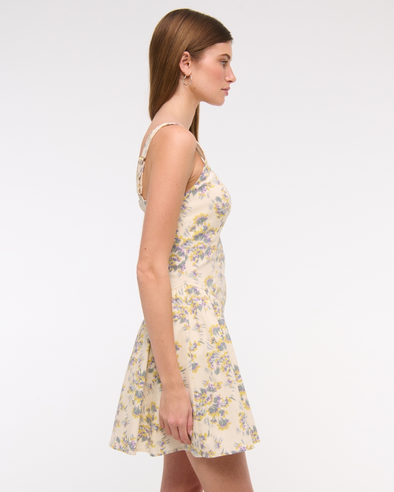 Dipped-Waist Stretch Mini Dress