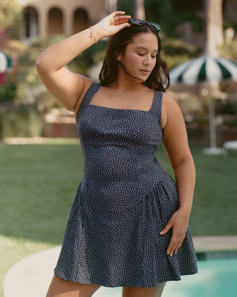 Dipped-Waist Stretch Mini Dress
