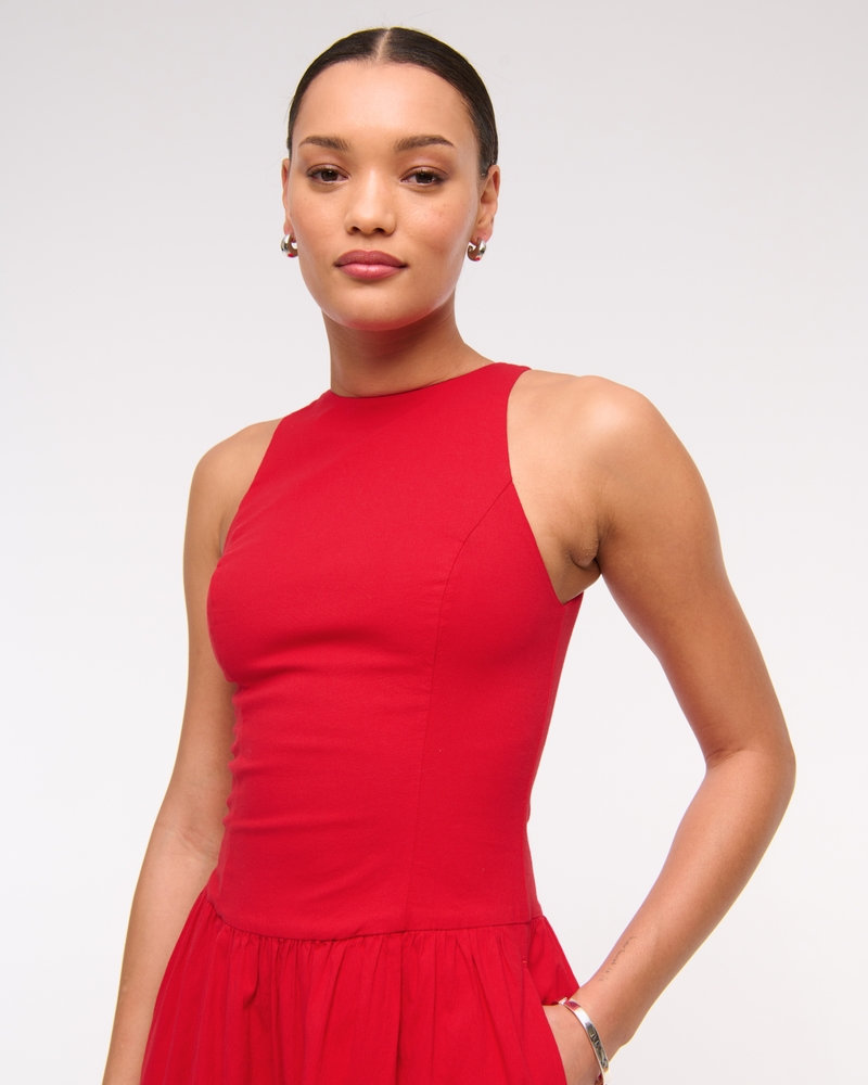 Drop-Waist Midi Dress