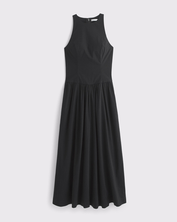 Abercrombie & Fitch ギンガムチェックのミディドレス 黒 Abercrombie & Fitch Women's XS Black Cinched Neck Slip Midi