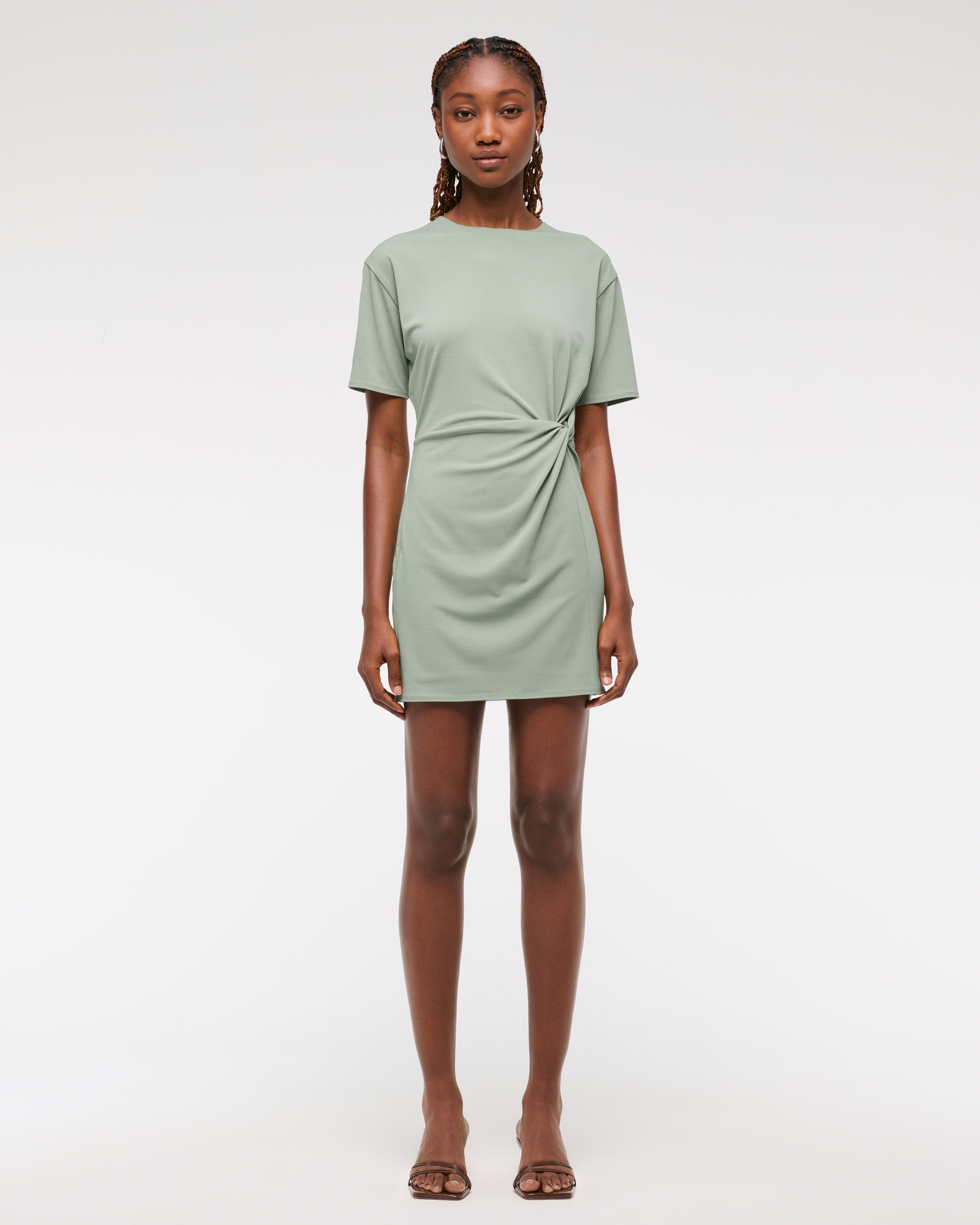 Side-Knot Knit Mini Dress