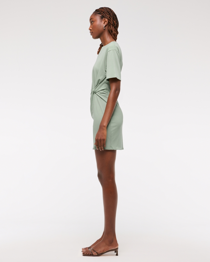 Side-Knot Knit Mini Dress