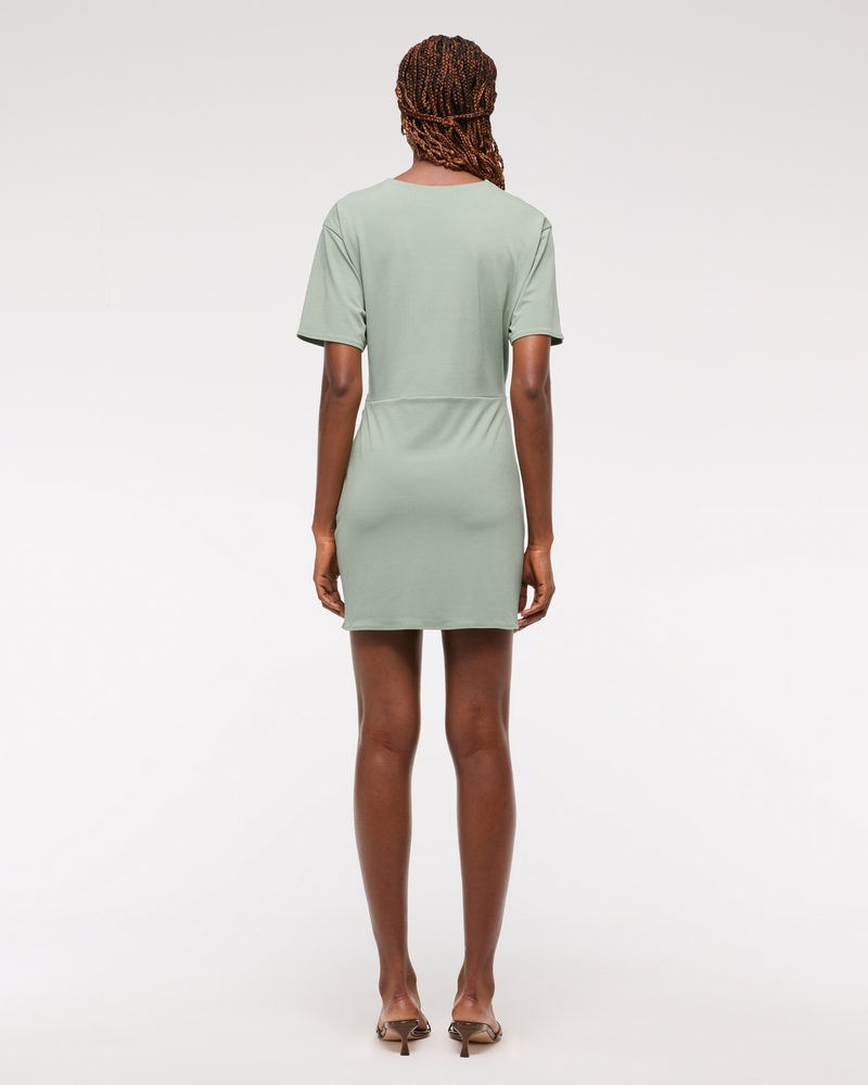 Side-Knot Knit Mini Dress