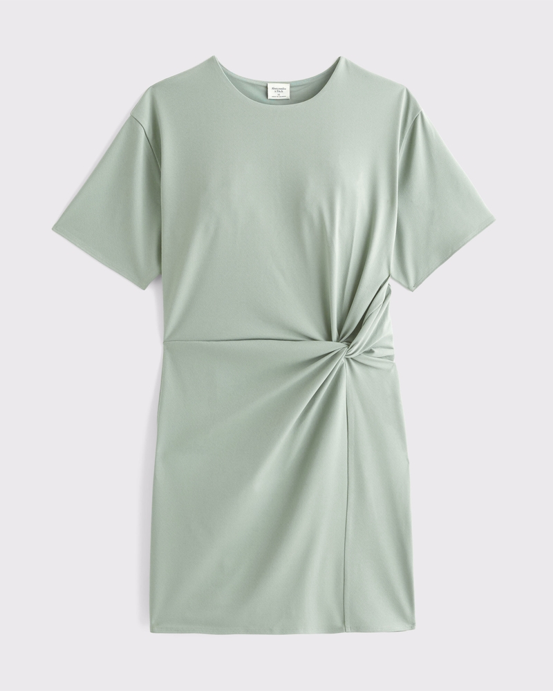 Side-Knot Knit Mini Dress