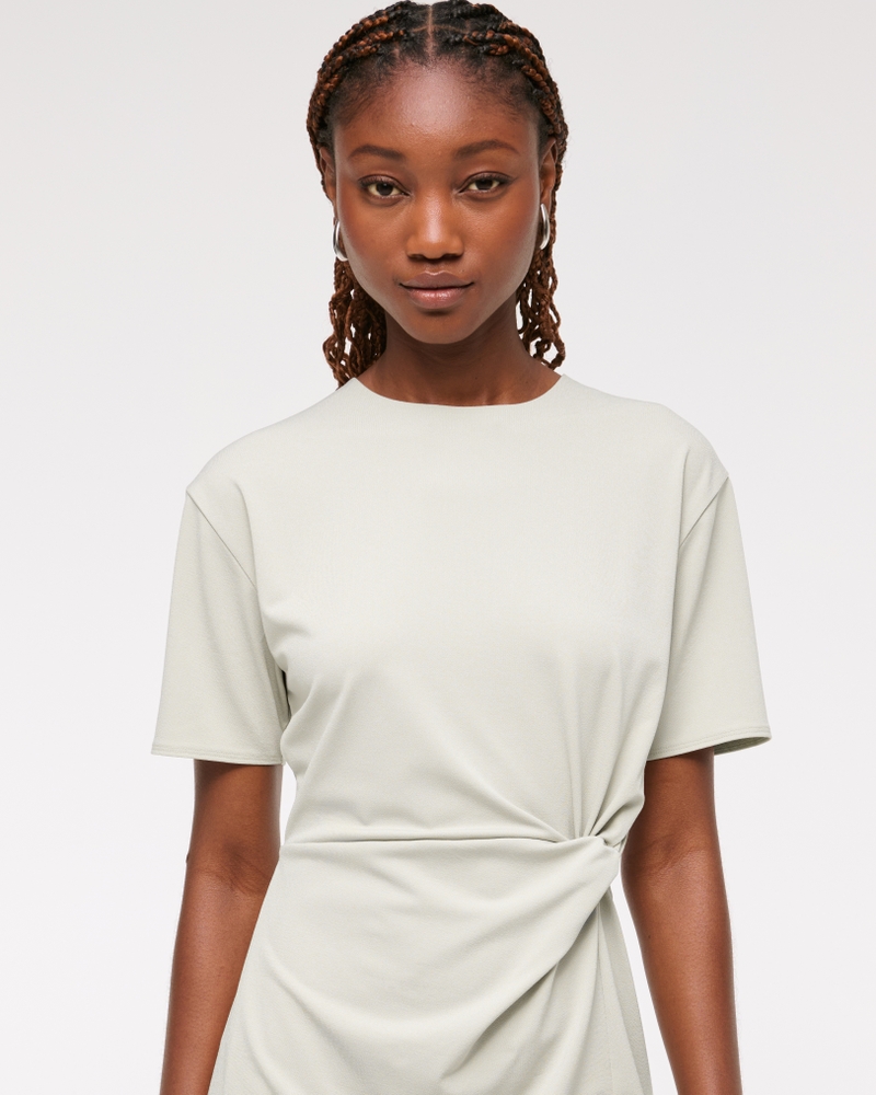 Side-Knot Knit Mini Dress