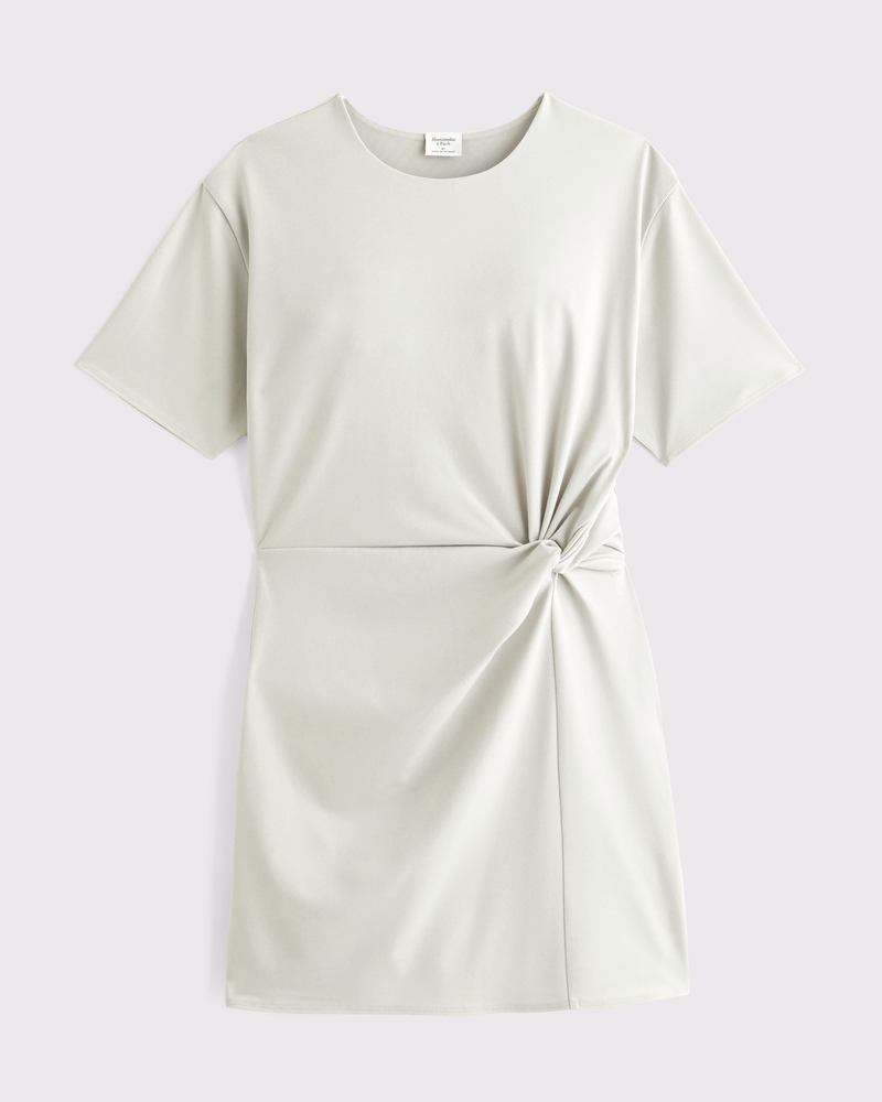 Side-Knot Knit Mini Dress