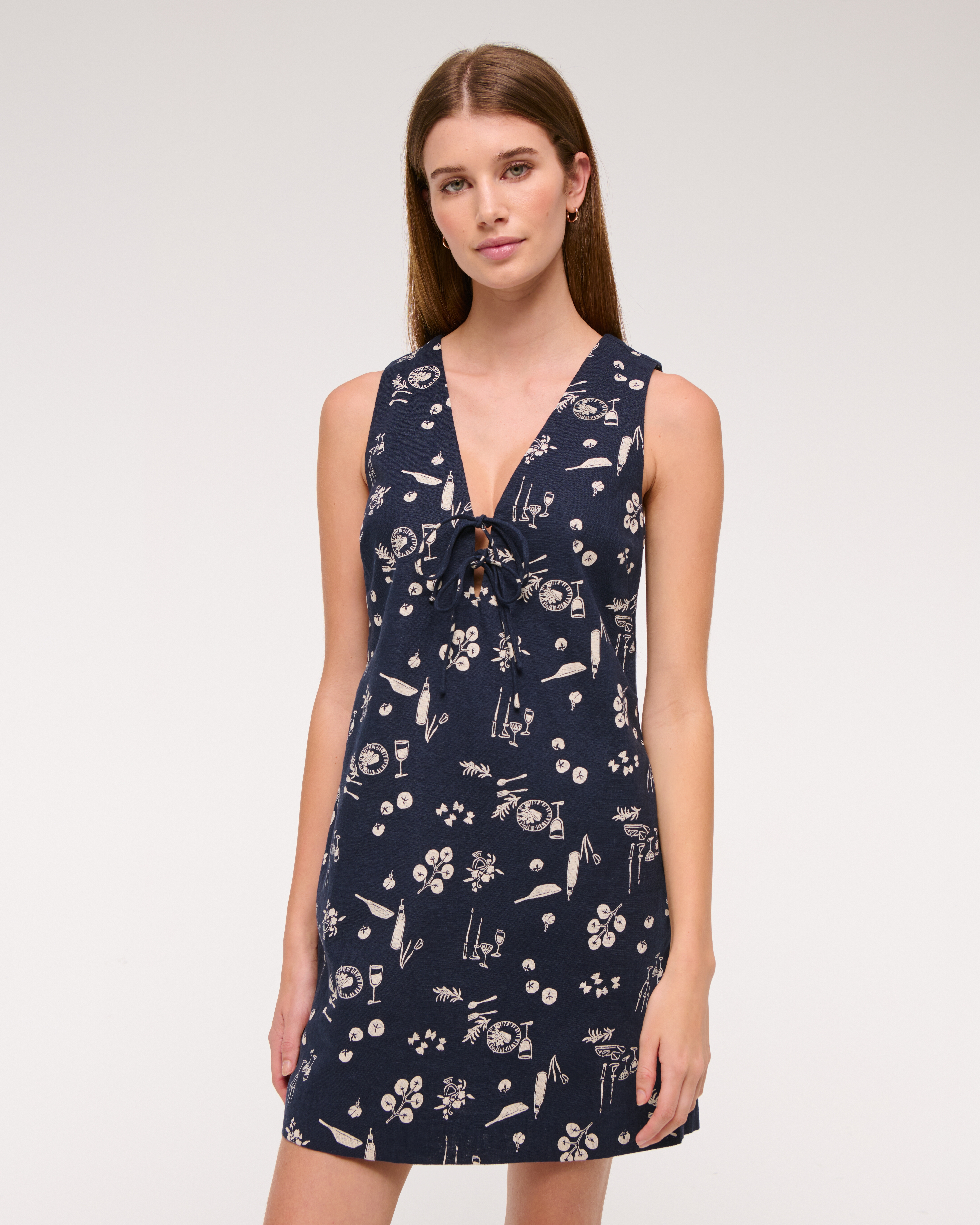 Женские платья Abercrombie & Fitch Linen-Blend Tie-Front Mini Dress — фото 3
