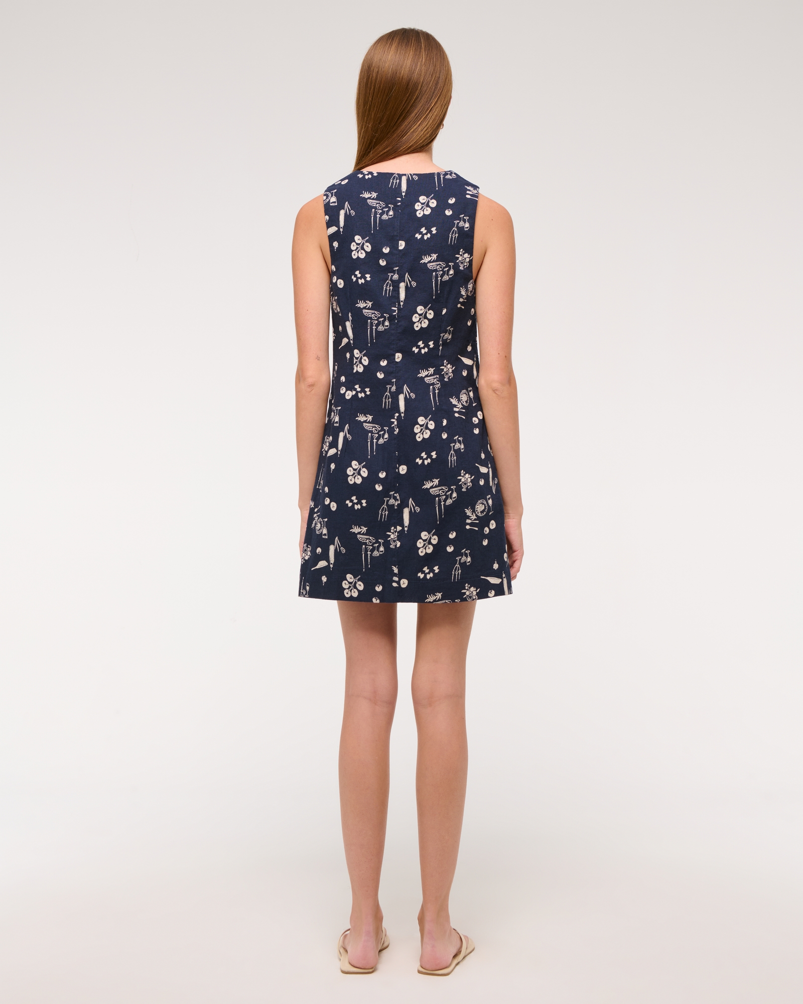 Linen-Blend Tie-Front Mini Dress
