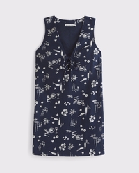 Linen-Blend Tie-Front Mini Dress