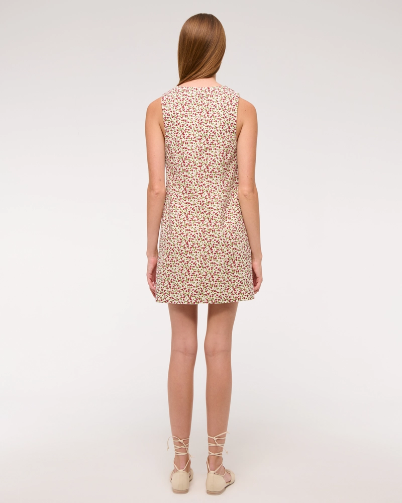 Linen-Blend Tie-Front Mini Dress