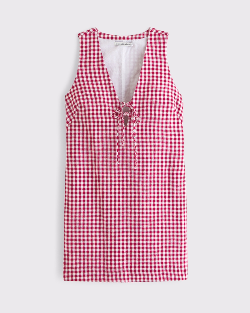 Women's Linen-Blend Tie-Front Mini Dress | Women's Clearance