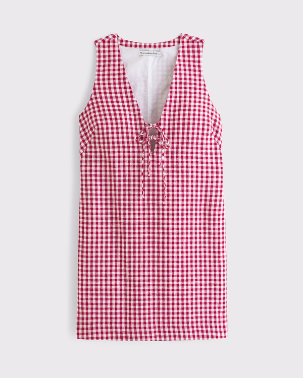 Women's Linen-Blend Tie-Front Mini Dress | Women's Clearance